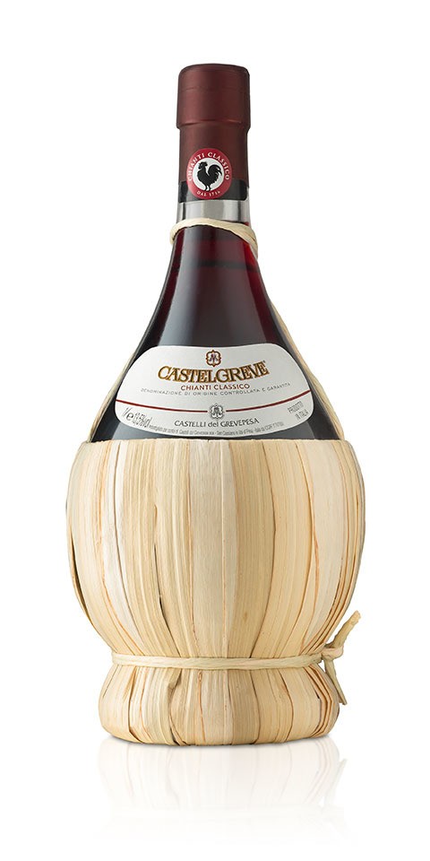 A bottle of Castelgreve Fiasco, a Chianti Classico docg red wine
